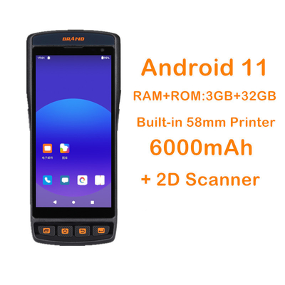 Robuste PDA Android 11 Mobile Terminal Handheld 2D Barcode Drucker mit 8MP Frontkamera und Privatform